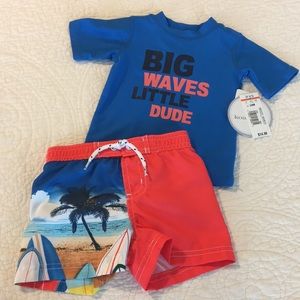 NWT Koala Kids baby 3-6 mo swim shirt and trunks
